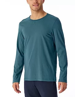 Koszulki męskie - Schiesser Męska koszulka do spania z długim rękawem z dekoltem w serek + relaksacyjny top piżamowy, petrol, 52, Petrol, 52 - grafika 1