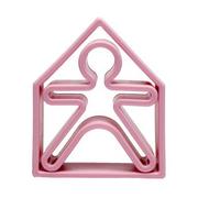 Zabawki interaktywne dla dzieci - Dena Dena: pastelowe silikonowe kształty Kid + House  (Różowy) - miniaturka - grafika 1