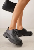 Półbuty damskie - Czarne Eleganckie Półbuty Oksfordki VICES ze Sznurowaniem i Platformą Anatala - miniaturka - grafika 1