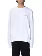 Bluzy męskie - Calvin Klein Męska bluza z mikrologo, ciężka dzianina, biały, L - miniaturka - grafika 1