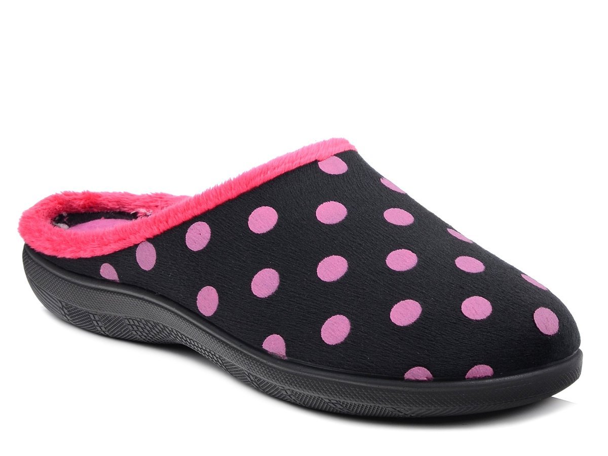 Kapcie damskie pantofle domowe Inblu EC-90 czarne w kropki zakryte palce-37