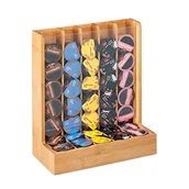 Akcesoria i części do ekspresów do kawy - Relaxdays Cafissimo Dozownik kapsułek, uchwyt na kapsułki, stojak do przechowywania, bambus i akryl, wys. x szer. x gł.: 29 x 24,5 x 12 cm, naturalny - miniaturka - grafika 1