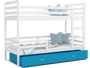Łóżka dla dzieci i młodzieży - Łóżko piętrowe 190x80 białe błekit JACEK - miniaturka - grafika 1