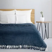 Koce - Koc 150x200 Mikrofibra z FRĘDZLAMI tłoczony fala puszysty Emma Granat - miniaturka - grafika 1