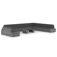 Meble ogrodowe - vidaXL 11-cz. ogrodowy zestaw wypoczynkowy, poduszki, szary rattan PE 3067183 - miniaturka - grafika 1