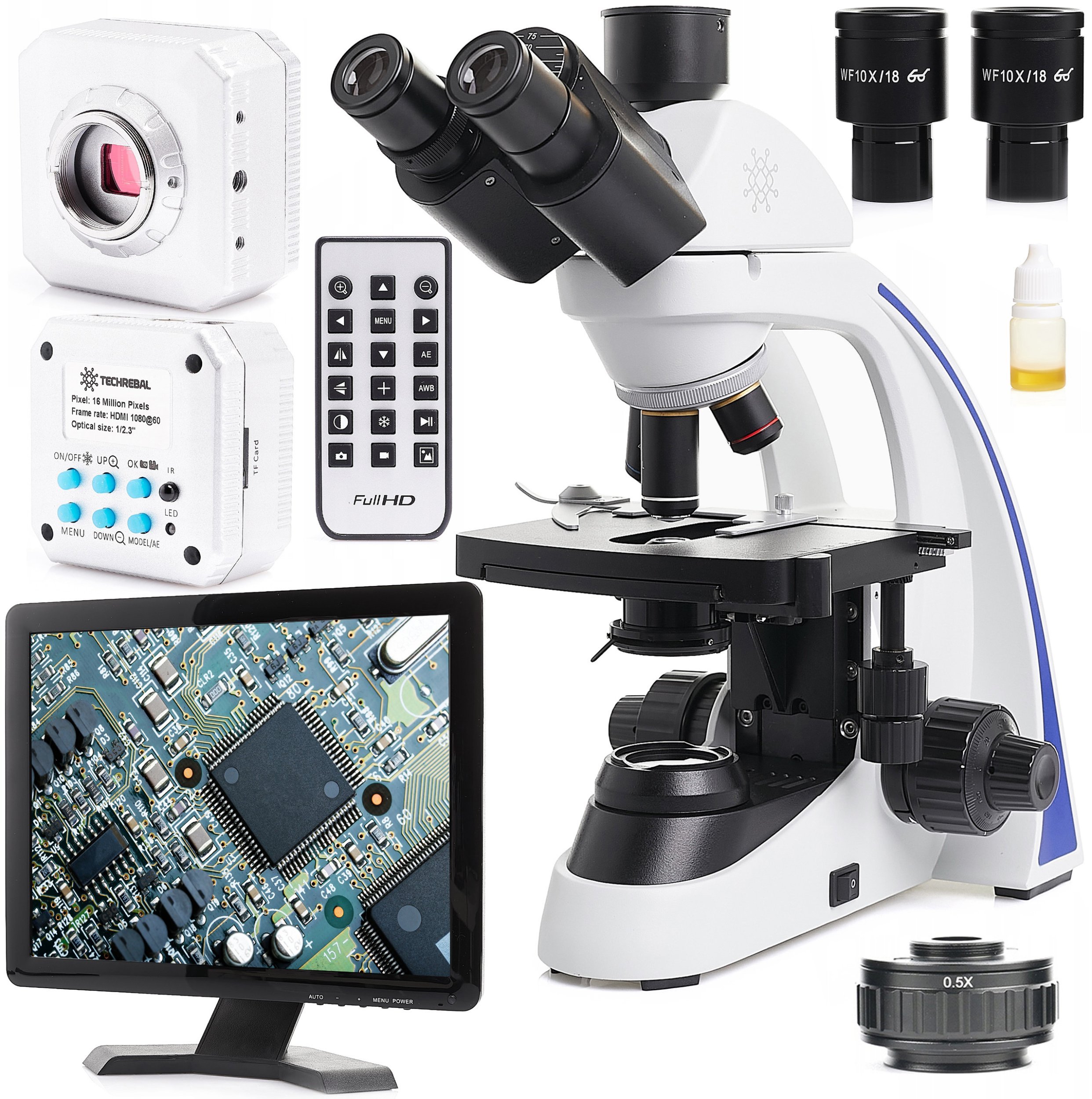 Mikroskop Techrebal Mikroskop biologiczny trinokularowy stereoskopowy BTC PRO + Kamera