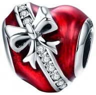 Charmsy - Charms do Pandora - CHARMS SERCE Z KOKARDĄ - miniaturka - grafika 1