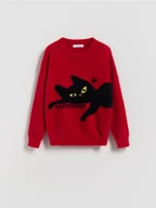 Swetry dla dziewczynek - Reserved - Sweter z dzianiny z długim włosem - czerwony - miniaturka - grafika 1