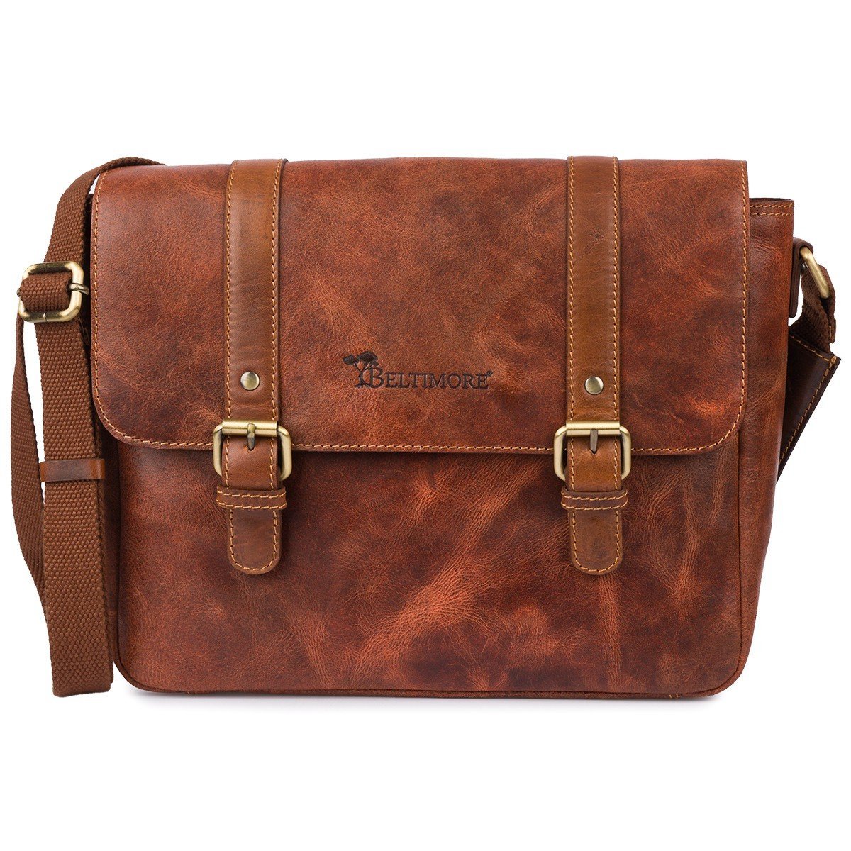 Torba męska skórzana na laptopa ramię komputer duża nubuk brązowa Beltimore N16