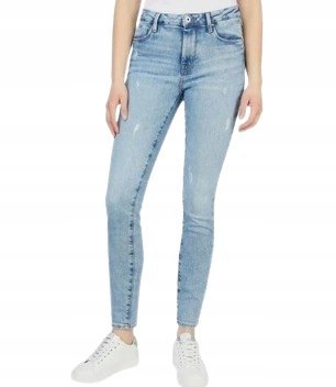 PEPE JEANS SPODNIE JEANSOWE NIEBIESKIE DŁUGIE NA ZAMEK RURK 28/30 1Z7