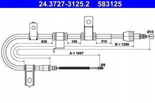 ATE LINKA HAMULCA 24.3727-3125.2 HYUNDAI GETZ 1.4I 05 - Linki hamulca postojowego - miniaturka - grafika 1