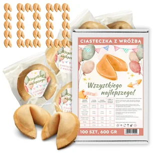 Chińskie Ciasteczka z wróżbą Wszystkiego Najlepszego Magia Losu 100 szt - Pieczywo chrupkie - miniaturka - grafika 1