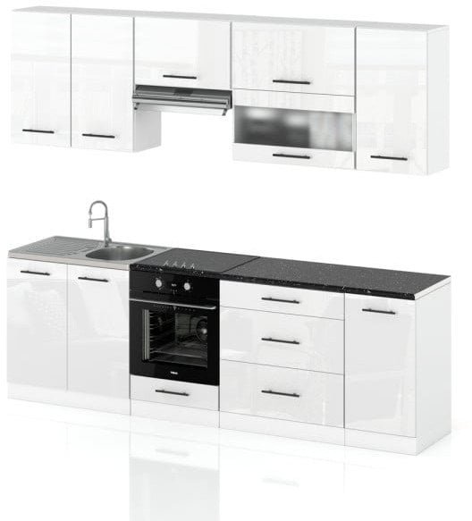 Meble Kuchenne Kuchnia Marocco 2.6m Nowoczesna Duża Modułowa Biała Połysk