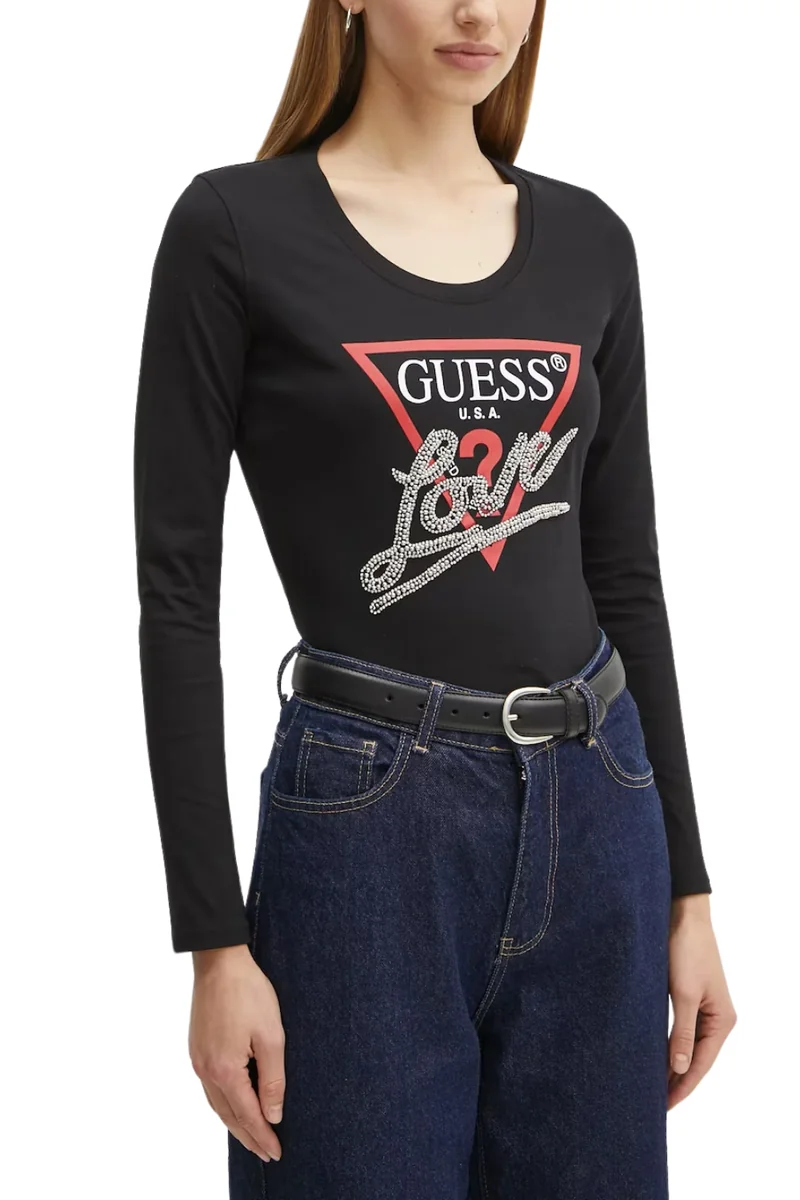 GUESS Czarny damski longsleeve Love Tee M