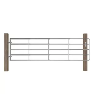vidaXL Brama do zagrody, 5 prętów, stal, (115-300) x 90 cm, srebrna - Akcesoria do ogrodzeń - miniaturka - grafika 1