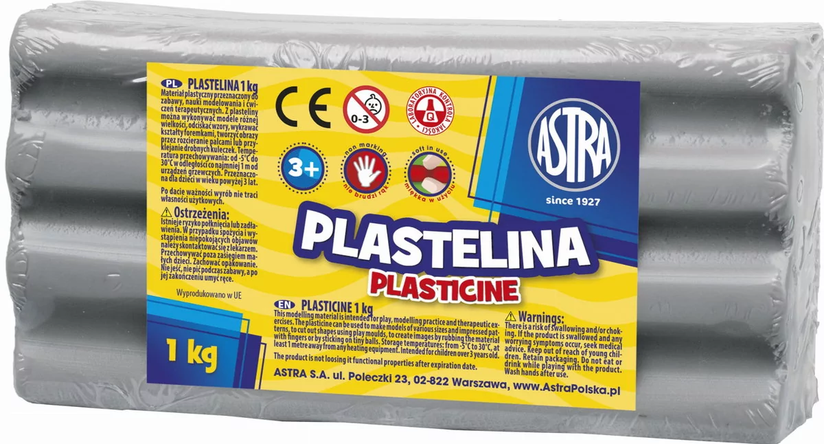 Astra Plastelina 1000 g popielata