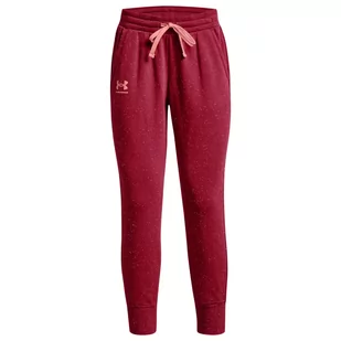 Under Armour Rival Fleece Joggers 1356416-664 Damskie Spodnie Czerwone - Spodnie damskie - miniaturka - grafika 1