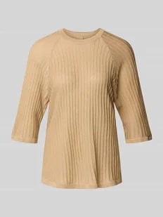 Sweter z dzianiny z prążkowanymi wykończeniami model ‘VIOLETTA’ - Swetry damskie Sweter z dzianiny z prążkowanymi wykończeniami model ‘VIOLETTA’ - Swetry damskie - miniaturka - grafika 1