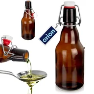 Domowy wyrób alkoholu - Butelka z klipsem szklana brązowa na oliwę piwo sok syrop nalewkę 340 ml - miniaturka - grafika 1
