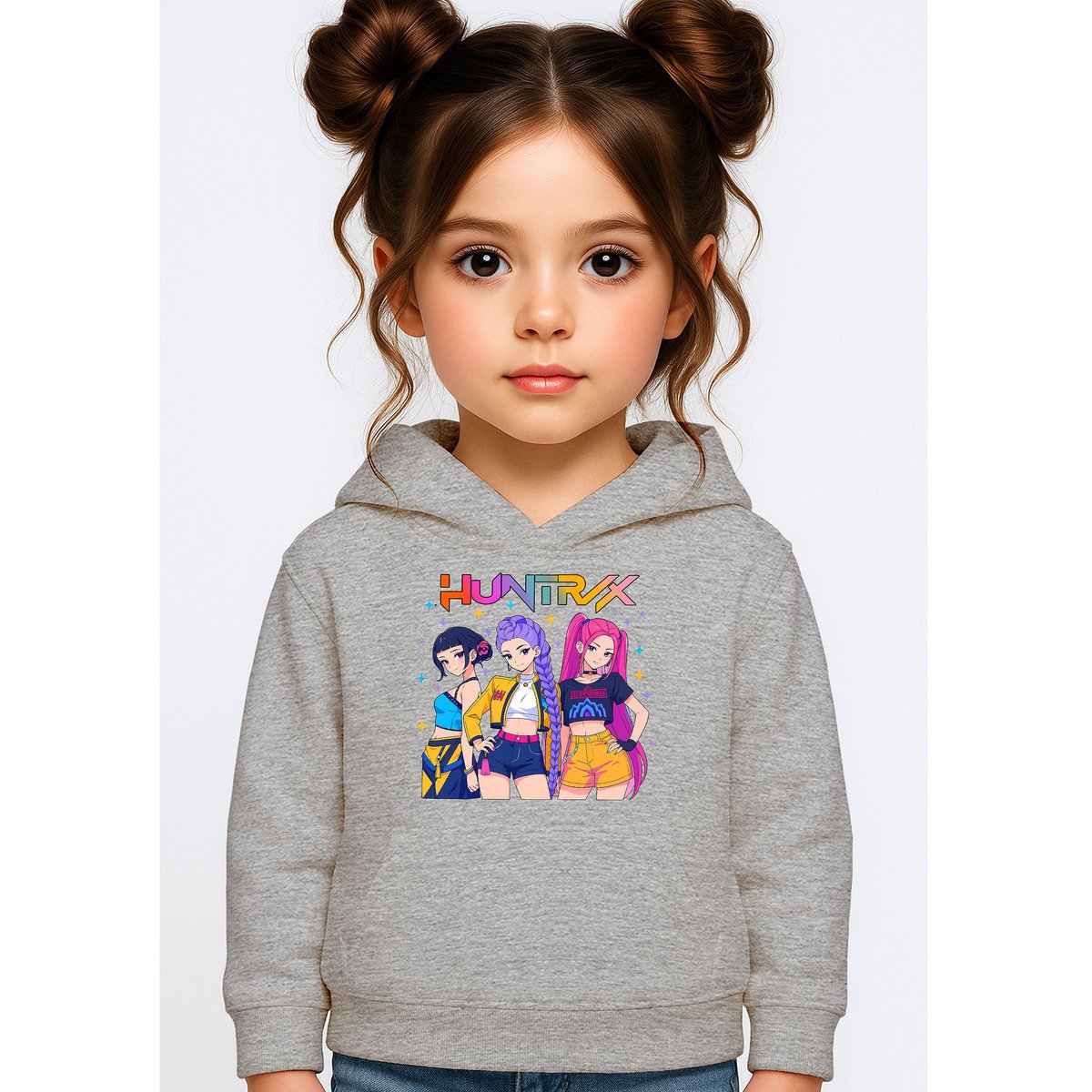 BLUZA DZIECIĘCA KPOP DEMON HUNTERS HUNTRIX 110-116 Z KAPTUREM BAWEŁNIANA