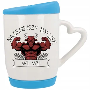 Kubek z Uchem Serce Pokrywka Niebieska NAJSILNIEJSZY BYCZEK we Wsi Wzory - Kubki Kubek z Uchem Serce Pokrywka Niebieska NAJSILNIEJSZY BYCZEK we Wsi Wzory - Kubki - miniaturka - grafika 1