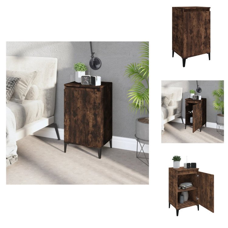 vidaXL Szafka nocna dąb wędzony 40x35x70 cm materiał drewnopochodny - Szafki nocne