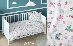 Pościel bawełniana 140x200 króliki biała różowa dziecięca zapinana na suwak KARO Bawełna Max - Pościel dla dzieci - miniaturka - grafika 1