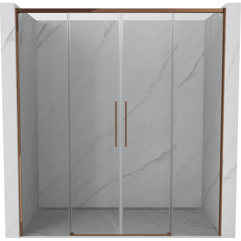 Mexen Rox drzwi prysznicowe rozsuwane 180 cm, transparent, różowe złoto - 8C2-180-002-60-00