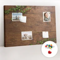 Tablice i flipcharty - Organizer, Tablica korkowa 100x70 cm + Kolorowe Pinezki - Rustykalne drewno - miniaturka - grafika 1