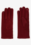 Rękawiczki - Bordowe Klasyczne Rękawiczki Dzianinowe z Bawełną Zinorra - miniaturka - grafika 1