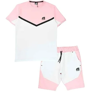 Just Emporio Set Polo MC Szorty, Lt Pink/Biały/Czarny, M - Spodenki damskie - miniaturka - grafika 1