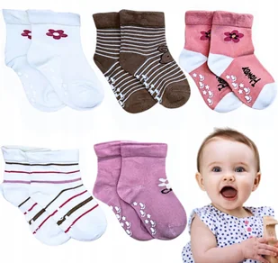 12X SKARPETY BAWEŁNIANE NIEMOWLĘCE ABS ANTYPOŚLIZGOWE 9-18 MSC. ZESTAW - Skarpetki dla dzieci - miniaturka - grafika 1