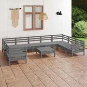 Meble ogrodowe - vidaXL 10-cz zestaw wypoczynkowy do ogrodu szary drewno sosnowe 3083541 - miniaturka - grafika 1