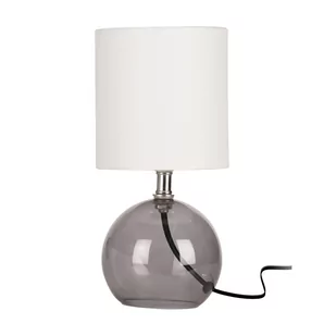 Lampa stołowa z kloszem abażurem lampka nocna biała ze szklaną podstawą 25x12 cm kod: O-569314 - Lampy stojące - miniaturka - grafika 1