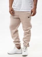 Dresy męskie - SPODNIE DRESOWE MĘSKIE BAWEŁNIANE DRESY Beżowe Jigga Wear Print Crown XXL - miniaturka - grafika 1