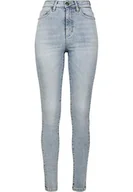 Spodnie damskie - Urban Classics Damskie spodnie jeansowe z wysokim stanem, niebieski (Authentic Blue Wash 02291), 26W / 32L - miniaturka - grafika 1