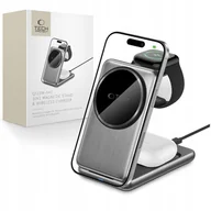 Ładowarki do telefonów - Tech-Protect Ładowarka indukcyjna Qi15W A42 3w1 Magnetic Stand and Wireless Charger do MagSafe, Qi, szara - miniaturka - grafika 1