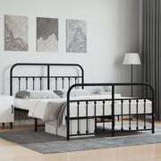 Inne meble do sypialni - Metalowa rama łóżka z wezgłowiem i zanóżkiem, czarna, 135x190cm Lumarko! - miniaturka - grafika 1