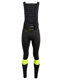 VAUDE Męskie spodnie męskie Kuro Warm Bib Tights, żółty neonowy, XL - Spodnie rowerowe - miniaturka - grafika 1