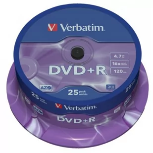 Verbatim Dysk DVD+R 4,7GB 16x 25 szt 43500) - Nośniki danych - miniaturka - grafika 1