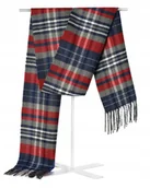 Apaszki i szaliki męskie - Szal Szalik Męski Zimowy Ciepły Granatowo - Czerwono - Szary W Kratkę - miniaturka - grafika 1