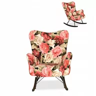 Fotele - Fotel Bujany Uszak Skandynawski Luna Print - Kwiatowy Design - miniaturka - grafika 1