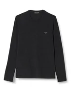 Koszulki męskie - Emporio Armani Męski T-shirt z ciepłej wiskozy, czarny, M - miniaturka - grafika 1