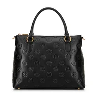 Torebki damskie - Skórzana shopperka w sygnaturę czarno - złota - miniaturka - grafika 1