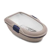 Kuwety dla kotów - Stefanplast toaleta dla kotów FURBA i FURBA Maxi klon dla kotów z sitkiem do czyszczenia i 2 misami z wysoką ramą, szaro-niebieski - miniaturka - grafika 1