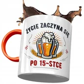 Kubki - Kubek Pomarańczowy na Urodziny 15 15ste 15-ste z Nadrukiem ze Zdjęciem+ Opakowanie na prezent (wzór 01) - miniaturka - grafika 1