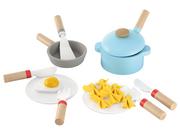 Zabawki AGD - PLAYTIVE PLAYTIVE Zestaw do zabawy akcesoria kuchenne z drewna, 1 komplet (Zestaw śniadanie) 4055334264747 - miniaturka - grafika 1