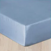 Prześcieradła - Darymex Prześcieradło satynowe niebieskie 180x200 z gumką - miniaturka - grafika 1