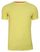 Koszulki męskie - Żółty Bawełniany T-Shirt Męski Bez Nadruku -Brave Soul- Koszulka, Krótki Rękaw, Basic, Melanżowy - miniaturka - grafika 1
