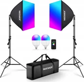 Inne akcesoria studyjne - Zestaw Oświetleniowy 2x Softbox 60cm / Statyw 210cm / 90 Żarówka Rgb Bluetooth / Nk800 - miniaturka - grafika 1